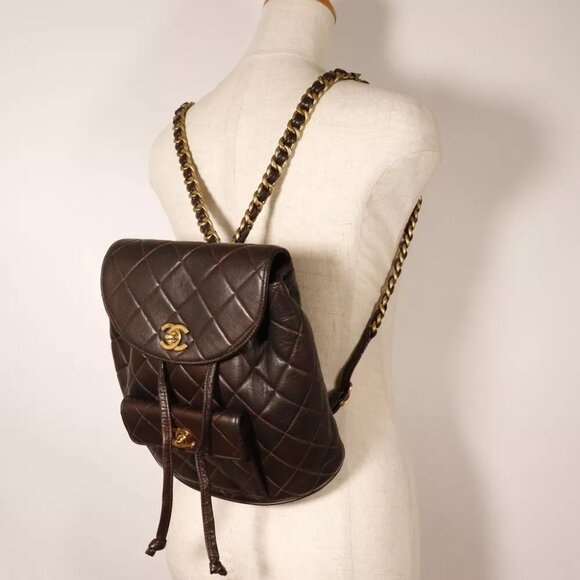 CHANEL Matelasse Backpack Daypack COCO Mark vintage Brown lambskin Women main image 4